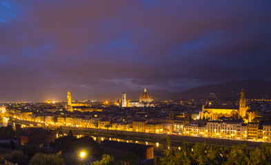 Fototapeta na wymiar Florence by night - beautiful aerial view