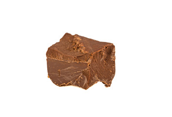 a piece of chocolate isolated in a white background