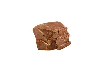 a piece of chocolate isolated in a white background