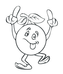 Dancing Cartoon Cherry Vector Drawing