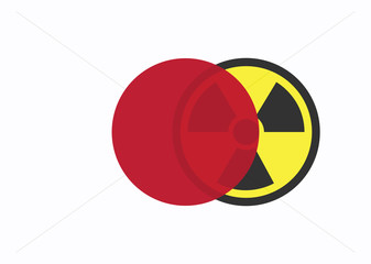  Japan flag with radiation sign
