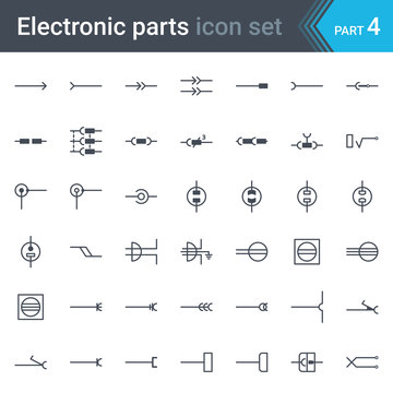 Complete vector set of electric and electronic circuit diagram symbols and elements - electrical connectors, sockets, plugs and jack