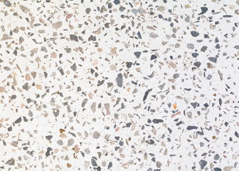 terrazzo flooring pattern old texture small stone black and crack cement white background with copy...