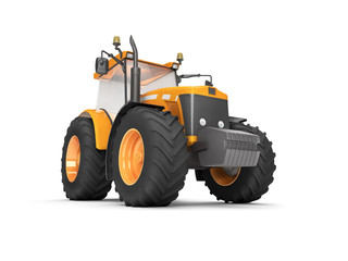 Fototapeta premium Wheel agricultural tracktor isolated on white background. Front side view