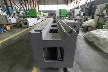 Machine tool base. Assembly shop of a modern factory