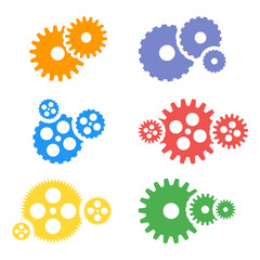 Gear icons set. Machine gear collection in flat design. Vector illustration