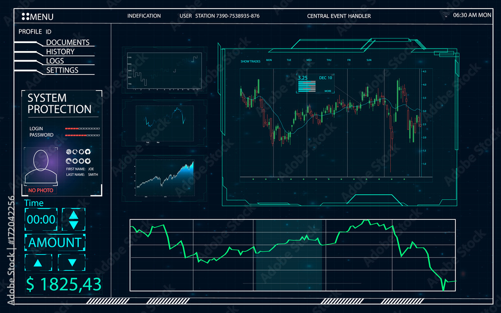 Aufkleber futuristic user interface for trading applications. touch interface. abstract virtual graphic touch 