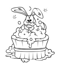Dog Bath Time Vector Drawing