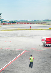 Loading man check system before take off