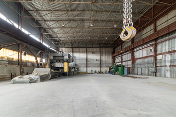 A large empty factory building.