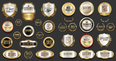 Gold and silver luxury badges retro design collection 