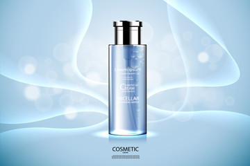 Luxury cosmetic Bottle package skin care cream, Beauty cosmetic product poster, with Bokeh and Water background