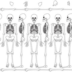Pattern, background with dancing skeletons.