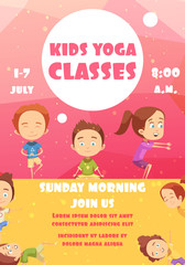 Fototapeta na wymiar Kids Yoga Classes Advertising Poster