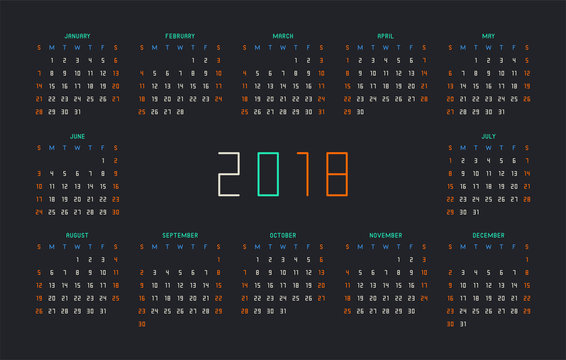 2018 Calendar
