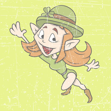 Happy Leprechaun Girl Playing