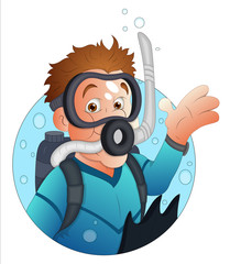 Cartoon Scuba Diver Character
