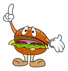 Scared Cartoon Burger Vector
