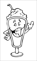 Cartoon Ice Cream Glass Presenting Vector Drawing