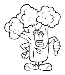 Cartoon Cauliflower Showing Thumb Up Vector Drawing