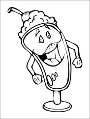 Joyful Cartoon Ice Cream Cup Character Vector Drawing