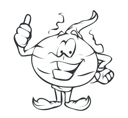 Happy Cartoon Onion Vector Drawing - clip-art vector illustration