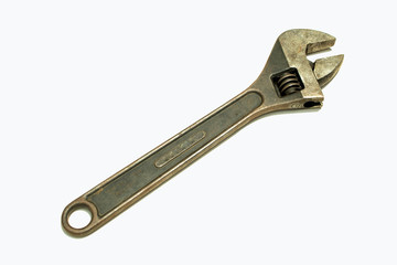 locking pliers in the mechanics hand isolated on white background