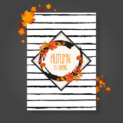 Hand Drawn Autumn Frame on Flyer or Poster.