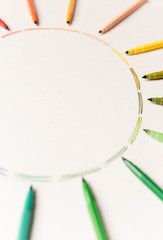 Circle with colorful markers making gradient