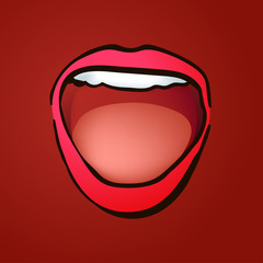 Wide open laughing female mouth illustratoin