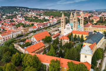 Pecs, Szekesegyhaz. Bird eye view