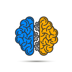 Brain thinking gear on the white background . Vector illustration