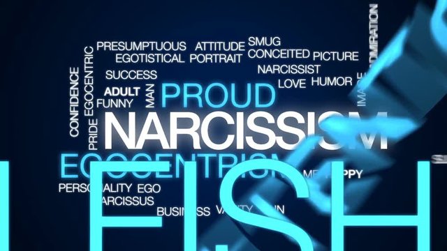Narcissism animated word cloud, text design animation.