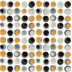  Circles and rings geometric abstract pattern in retro style. Vector seamless repeat in pastel colors.