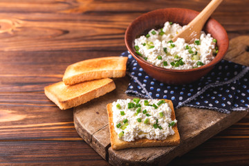 Goat cream cheese with green onions, dip sauce