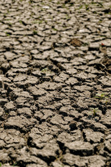 Cracks in drought affected earth