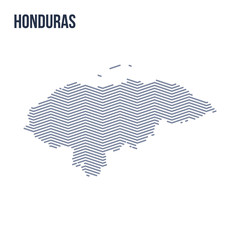 Vector abstract hatched map of Honduras with zig zag lines isolated on a white background.