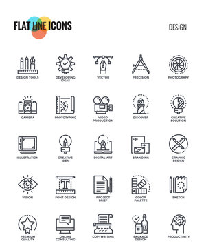 Flat line icons design- Graphic Design