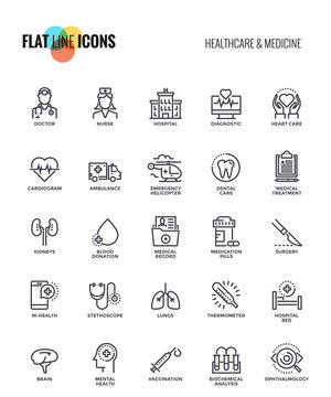 Flat line icons design-Healthcare and Medicine