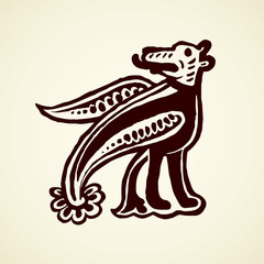 Fototapeta premium Ancient capital letter. Vector drawing