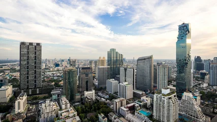 Zelfklevend Fotobehang cityscape of bangkok city skyline , landscape Thailand © suphaporn