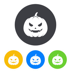 Icono plano silueta calabaza Halloween en circulo varios colores