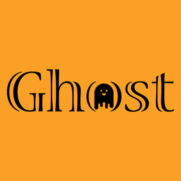 Logotipo Ghost con fantasma en O negro en fondo naranja