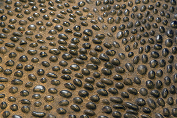 cobbled floor with black edges