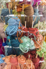 Fototapeta na wymiar skeins of yarn of various colors