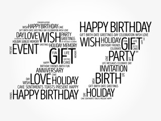 Happy 27th birthday word cloud collage concept