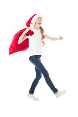 teen Santa with Christmas bag