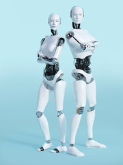 3D rendering of male and female robot nr 2.