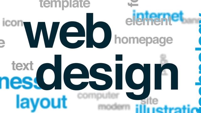 Web design animated word cloud, text design animation.