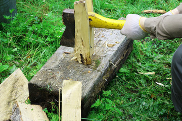 chopping wood